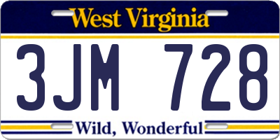 WV license plate 3JM728