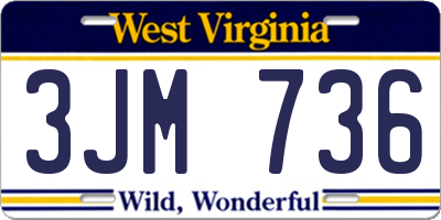 WV license plate 3JM736