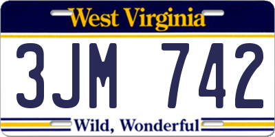 WV license plate 3JM742