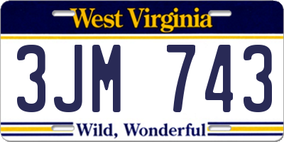 WV license plate 3JM743