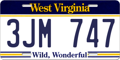 WV license plate 3JM747