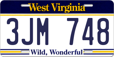 WV license plate 3JM748