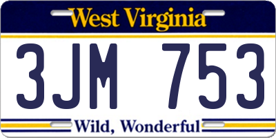 WV license plate 3JM753
