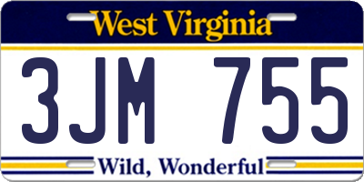 WV license plate 3JM755
