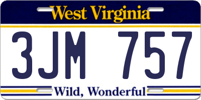 WV license plate 3JM757