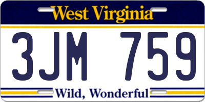 WV license plate 3JM759