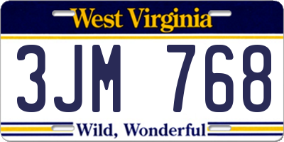 WV license plate 3JM768