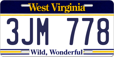 WV license plate 3JM778