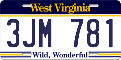 WV license plate 3JM781