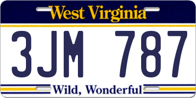 WV license plate 3JM787