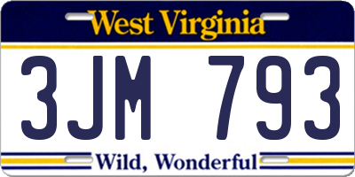 WV license plate 3JM793