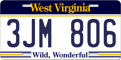 WV license plate 3JM806