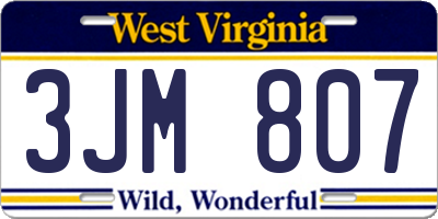 WV license plate 3JM807