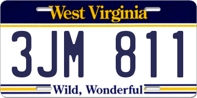 WV license plate 3JM811