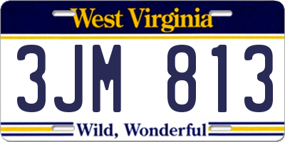 WV license plate 3JM813