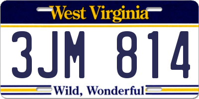 WV license plate 3JM814