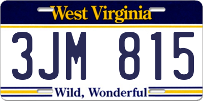 WV license plate 3JM815