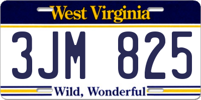 WV license plate 3JM825
