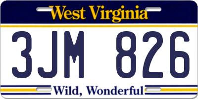 WV license plate 3JM826