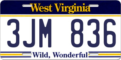 WV license plate 3JM836