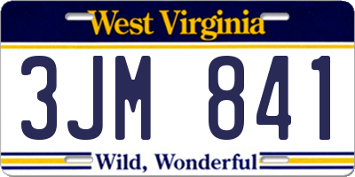 WV license plate 3JM841