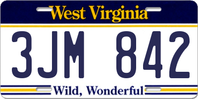 WV license plate 3JM842