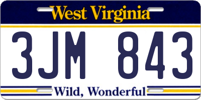 WV license plate 3JM843