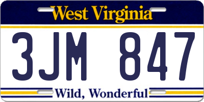 WV license plate 3JM847