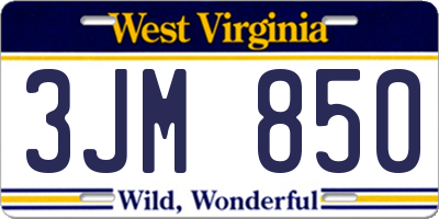 WV license plate 3JM850