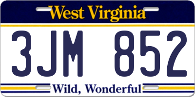 WV license plate 3JM852
