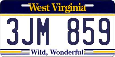 WV license plate 3JM859