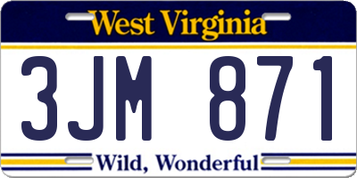 WV license plate 3JM871