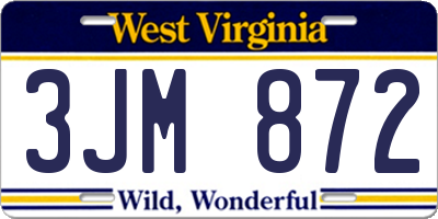 WV license plate 3JM872