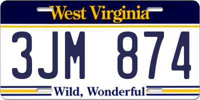 WV license plate 3JM874