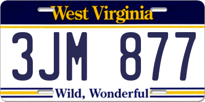 WV license plate 3JM877
