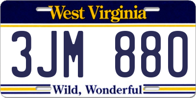 WV license plate 3JM880