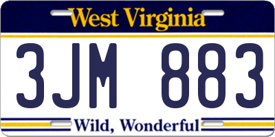 WV license plate 3JM883