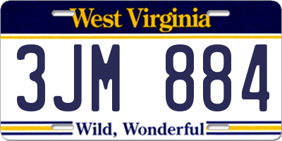 WV license plate 3JM884