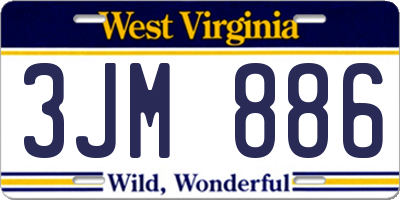 WV license plate 3JM886