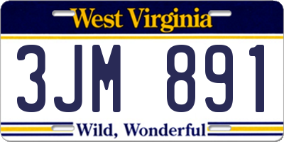 WV license plate 3JM891