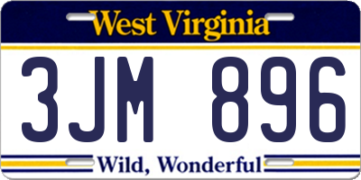 WV license plate 3JM896