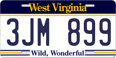 WV license plate 3JM899