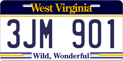 WV license plate 3JM901