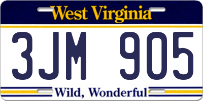 WV license plate 3JM905
