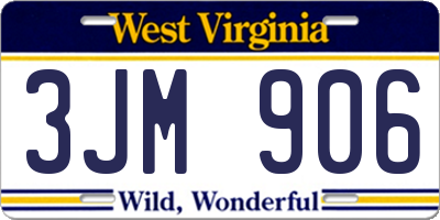 WV license plate 3JM906