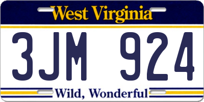 WV license plate 3JM924