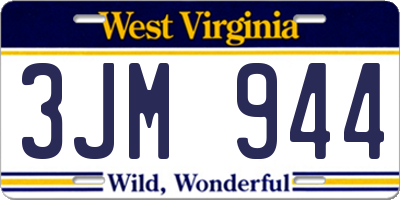 WV license plate 3JM944