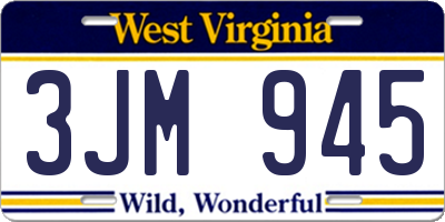 WV license plate 3JM945