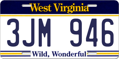 WV license plate 3JM946