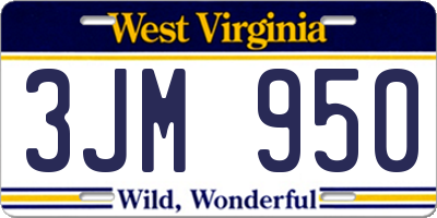 WV license plate 3JM950